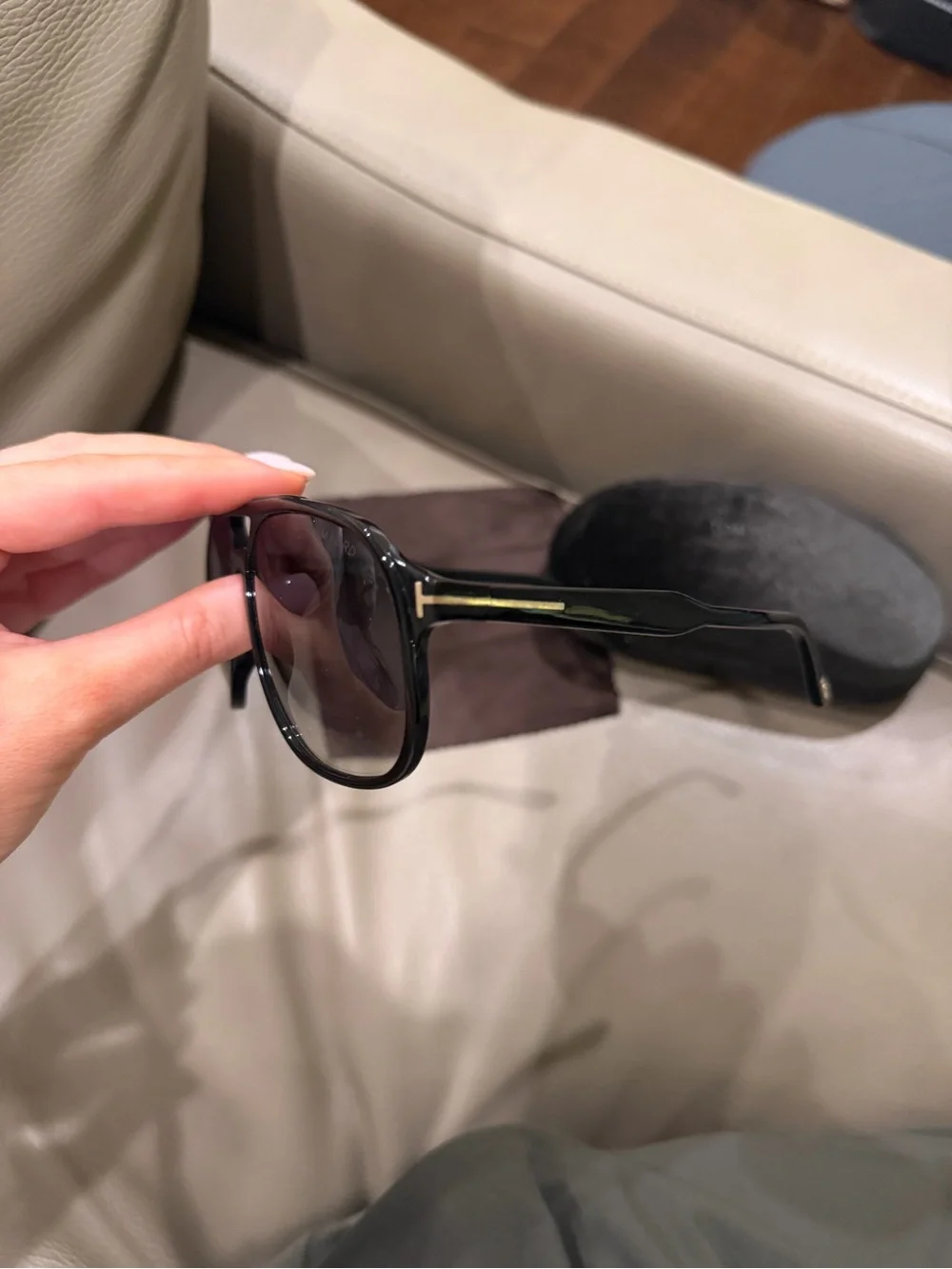 Tom Ford Black Aviator Sunglasses with Dark Lenses